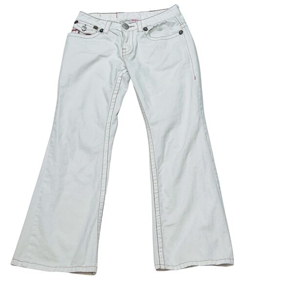 True Religion Denim - True Religion Joey Big T Flared Jeans White Gild Stitch Women 28W x 27L Used